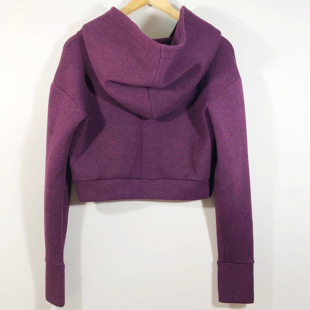 P'TULA Girlfriend Cropped Hoodie Full-Zip in Midnight Plum S - Picture 8 of 12